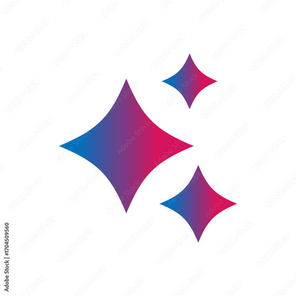 Obraz premium Generative AI star and magic sparkles star logo icon with colorful design. Modern artificial intelligence and spark star symbol for creative tools and designs.
