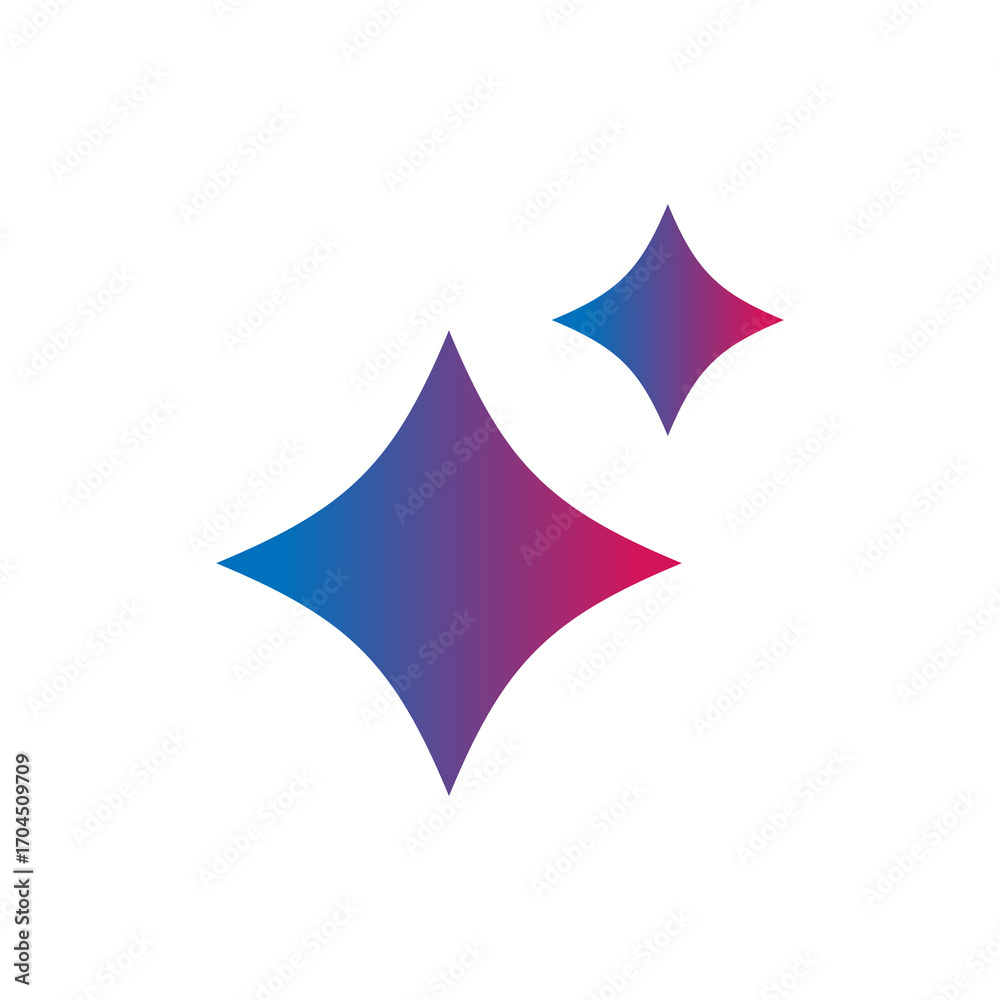 Obraz premium Generative AI star and magic sparkles star logo icon with colorful design. Modern artificial intelligence and spark star symbol for creative tools and designs.