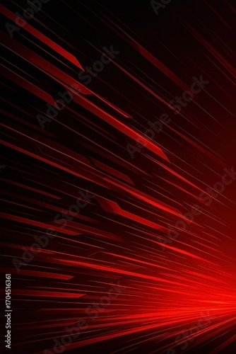 Dynamic red geometric speed lines with angular patterns creating high-energy technology background for automotive and sports branding