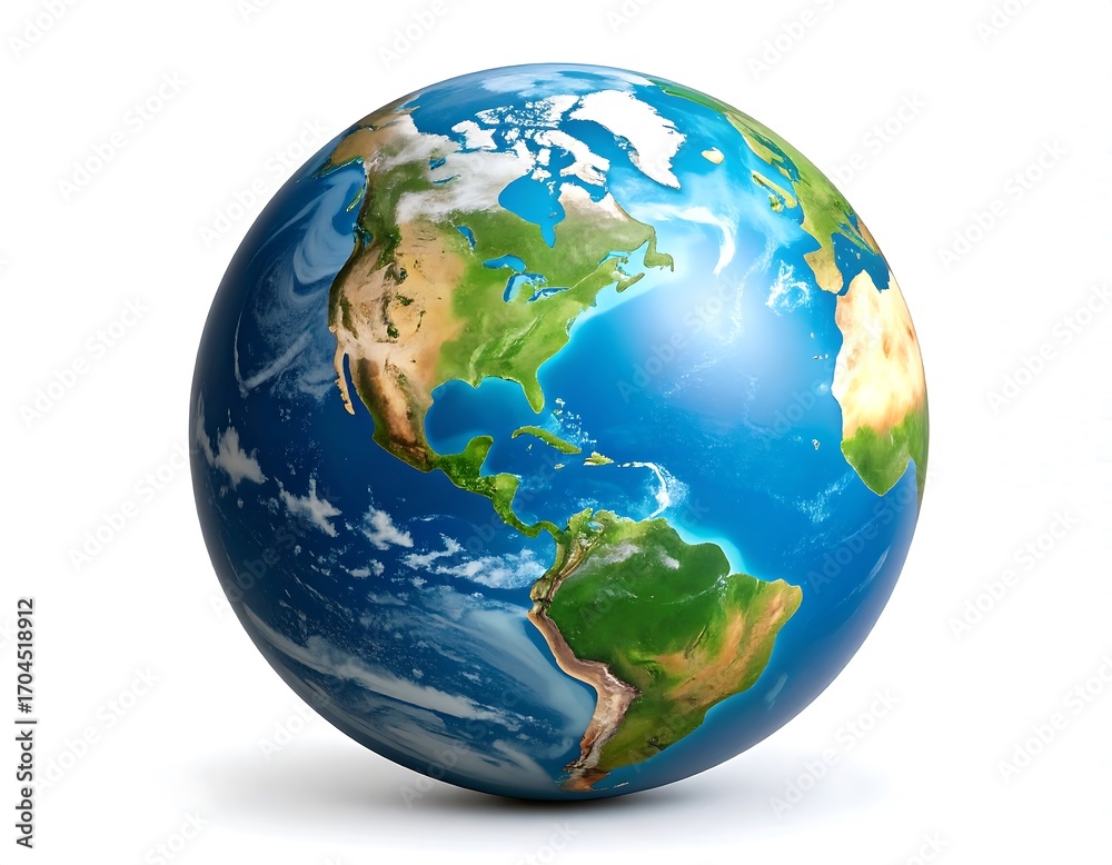 Fototapeta premium Vibrant Earth Globe Showing Continents and Oceans