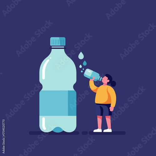 Symbolic illustration of a person diligently drinking water, highlighting the significance of hydration for well-being and a healthy lifestyle
