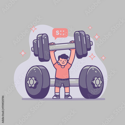 Strong Man Lifting a Heavy Dumbbell Fitness, Strength, and Determination