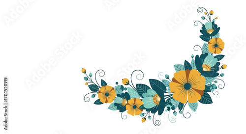 Floral Design, Decorative Flowers, Illustrative Artwork, Vibrant Colors, Botanical Arrangement, Creative Composition