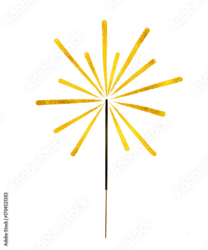 Golden Bengal fire, festive fireworks, metallic gold texture, hand-painted with shiny gold paint