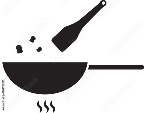 Cooking Stir Fry Black and White
