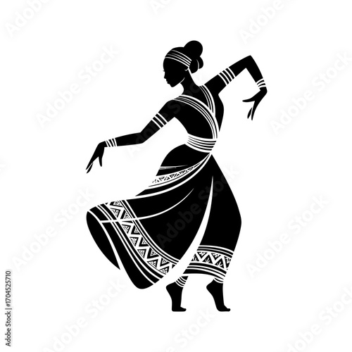 Indian Classical Dance Silhouette Woman in Traditional Attire
