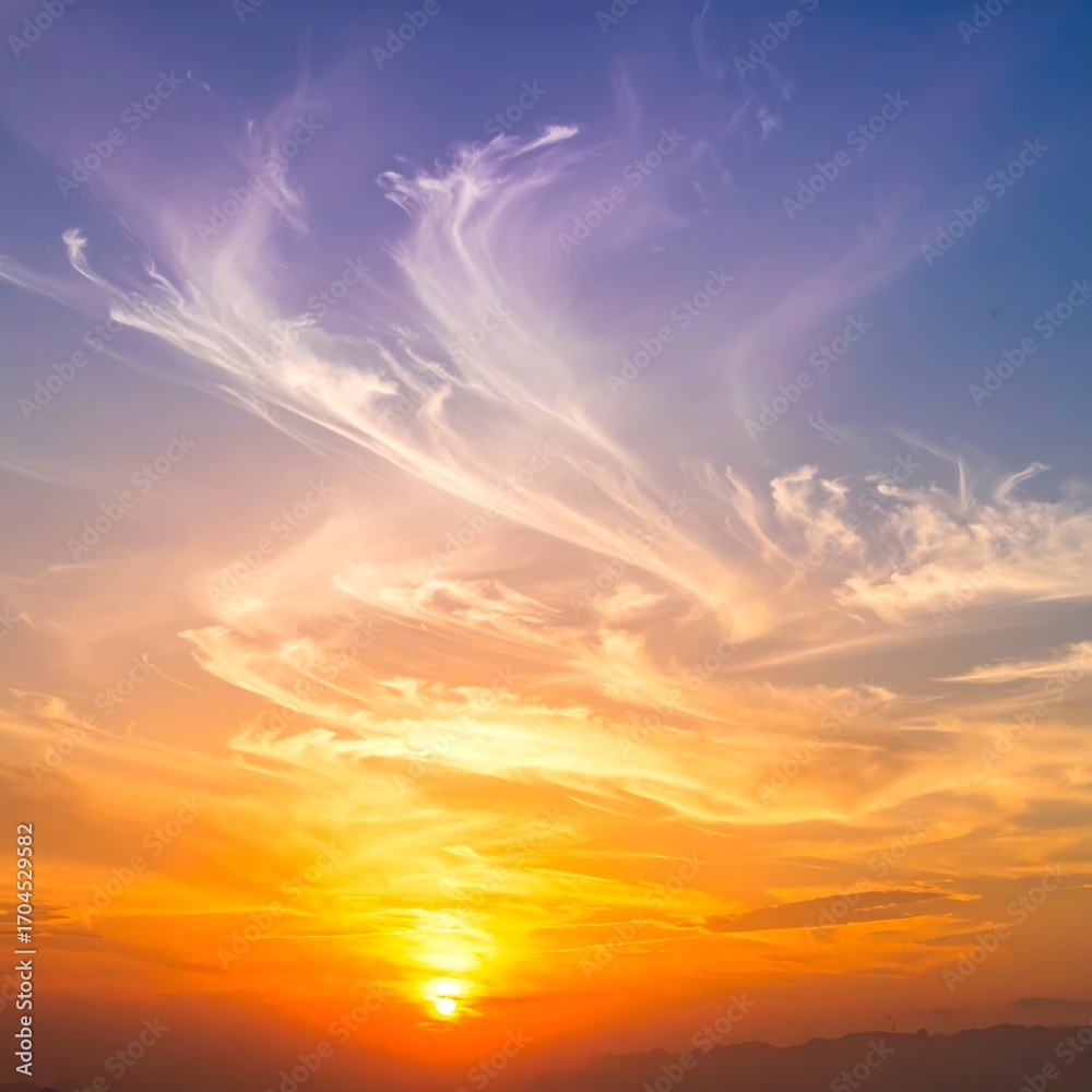 Fototapeta premium Colorful sunset sky with dramatic clouds