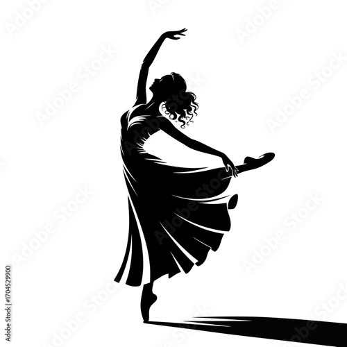 Graceful Ballerina Silhouette in Elegant Dance Pose