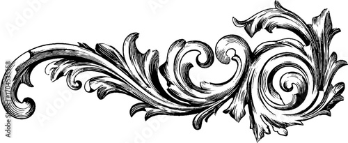 Intricate acanthus design in engraving style for decorative projects