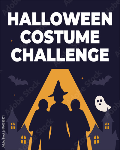 Halloween Costume Challenge Banner – Flat Vector Design
