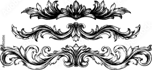 Ornate engraving style decorative laurel wreaths for design
