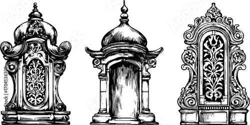Ornate mughal palace clocks engraving design for decorative use