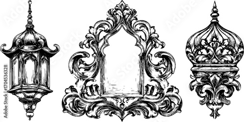 Intricate mughal palace jali designs - decorative set for artistic inspiration