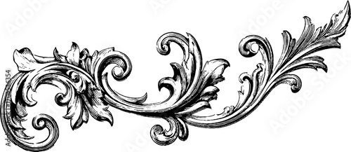 Ornate decorative engraving of mythical medusa-themed floral design for artistic projects