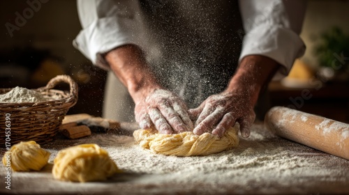 Hands kneading dough