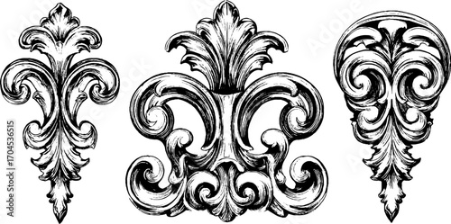 Intricate renaissance grotesque ornament set for decorative design