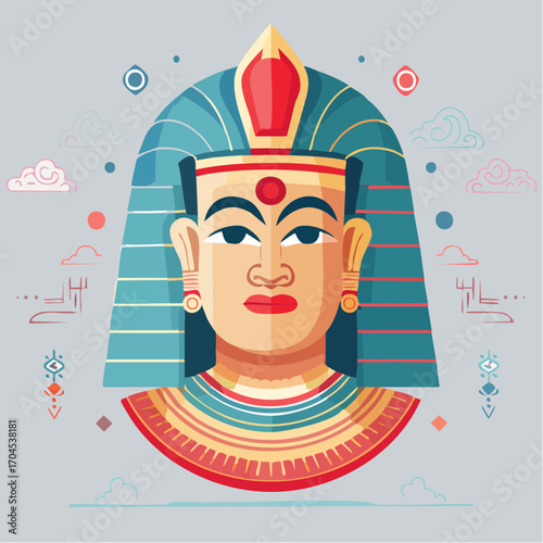 Pixel Art Portrait of Egyptian Pharaoh