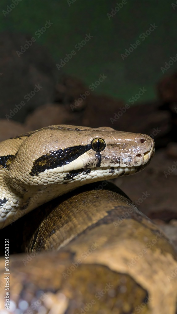 Fototapeta premium Close-up of a snake resting on a branch in habitat