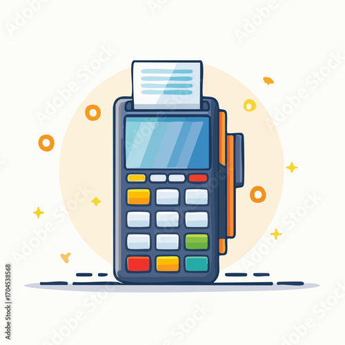 Illustration of a Payment Terminal with Receipt