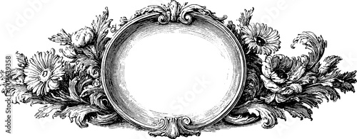 Ornamental vintage frame with floral motif for decorative banner or design