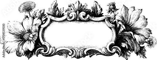 Elegant ornamental vintage frame with floral motifs for design and decoration
