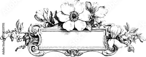 Ornamental vintage frame with floral design for decorative banner