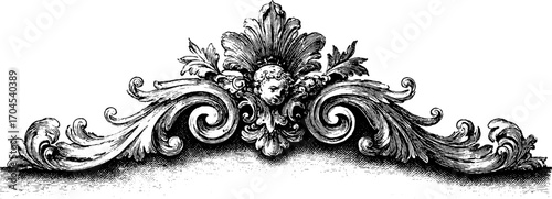 Ornamental vintage frame with rococo design for elegant decor and invitations