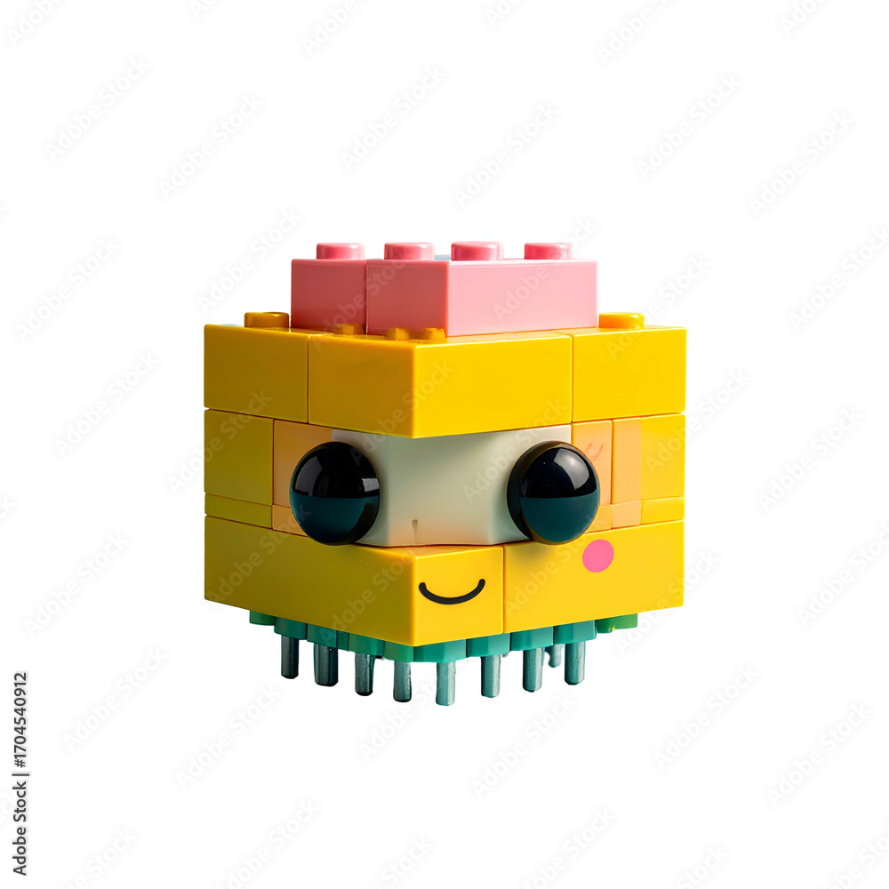 Naklejka premium Cute pixelated brick character