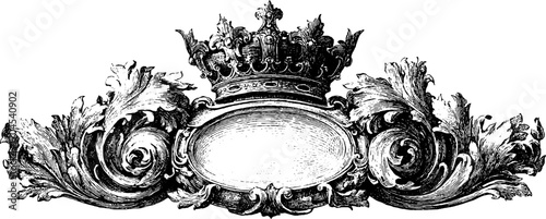 Ornamental vintage frame with crown design for elegant decorative banner