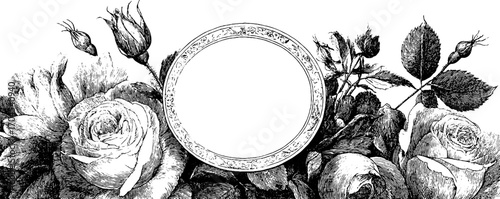 Ornamental vintage frame with floral design for decorative projects