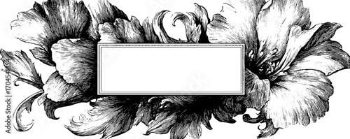 Elegant vintage frame with cabbage head design for banner or label decoration