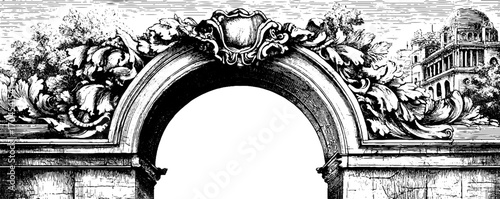 Classical vintage frame illustration with ornate arch design for decorative banner