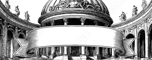 Vintage decorative frame with architectural elements for banner and design projects