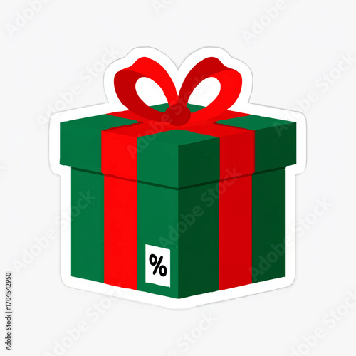 Discount Present with Ribbon and Percent Tag
