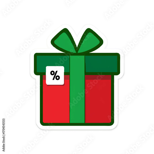 Discount Present with Ribbon and Percent Tag

