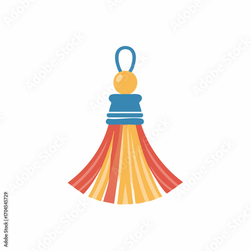 Decorative Tassel with Orange and Yellow Strands