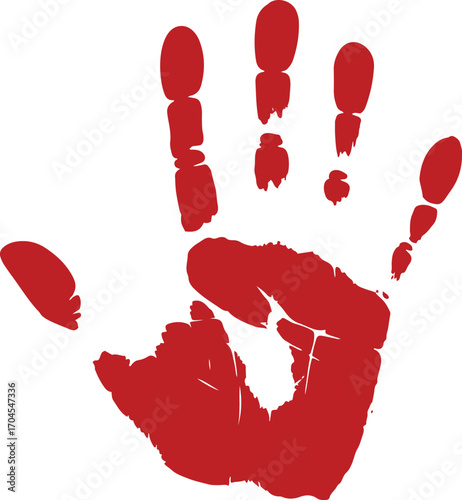 A simple yet striking graphic featuring a red handprint