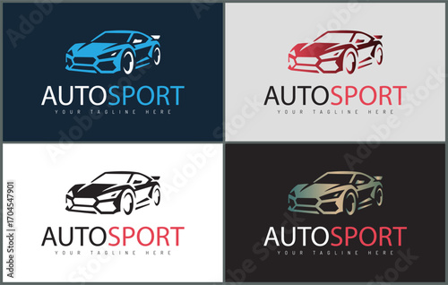 Auto sport car silhouette logo set template design