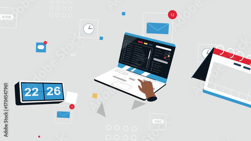 Website Development and Digital Construction Vector Design