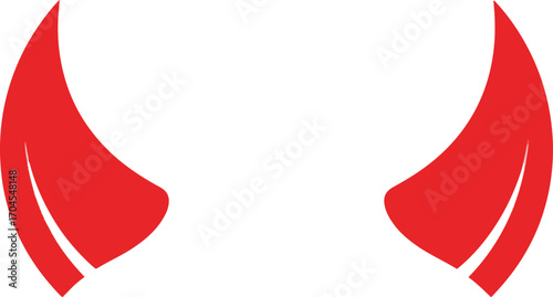 A pair of vibrant red devil horns, depicted in a simplified, graphic style. Perfect for adding a mischievous or rebellious touch to your designs, logos, or illustrations. 
