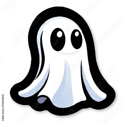 Cute ghost floats gently with wide, innocent eyes

