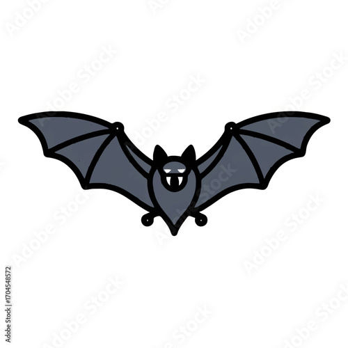 Bat Silhouette Flying on White Background

