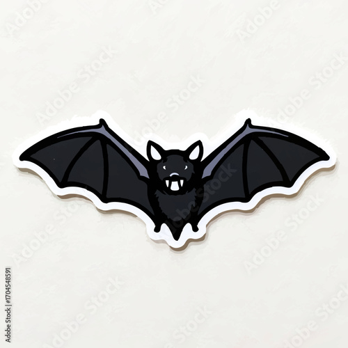 Bat Silhouette Flying on White Background

