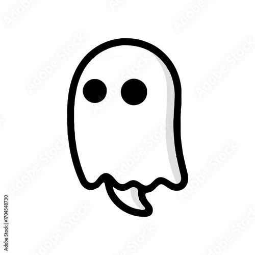 Cute ghost floats gently with wide, innocent eyes

