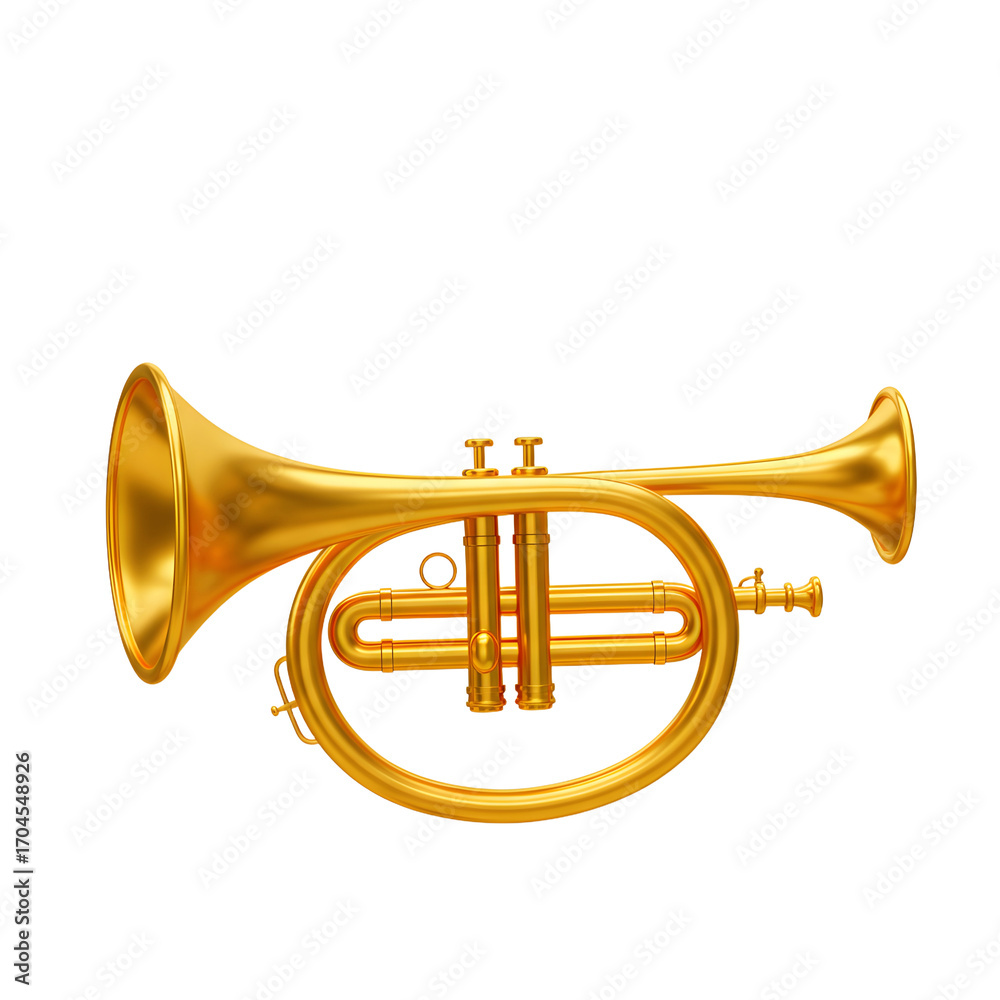 Fototapeta premium Gleaming Golden Flugelhorn A Detailed Musical Instrument Rendering.