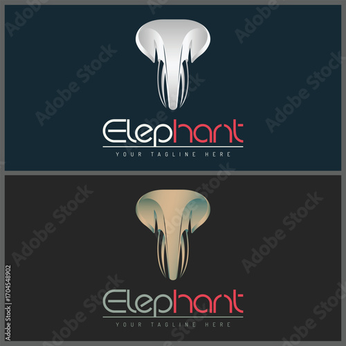 Elephant ivory face head luxury logo set template design