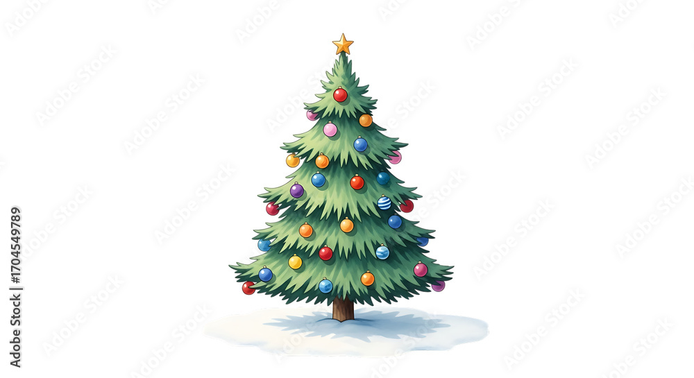 Fototapeta premium Cartoon Christmas Tree with Ornaments graphic 1568c5c7e866c5e8eec482a35e72137bdr