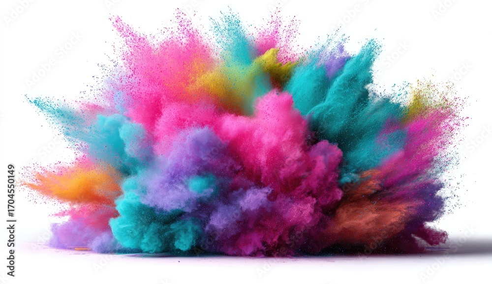 Fototapeta premium Colorful powder explosion on white background (74)