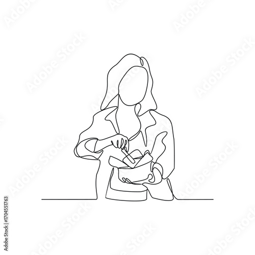 One continuous line drawing of people are eating cakes in the food court area vector illustration.  Food street illustration in linear style vector concept. Great design for food business campaign.