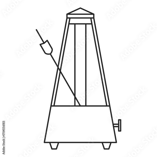 Classic mechanical metronome for accurate timing and tempo outline vector
